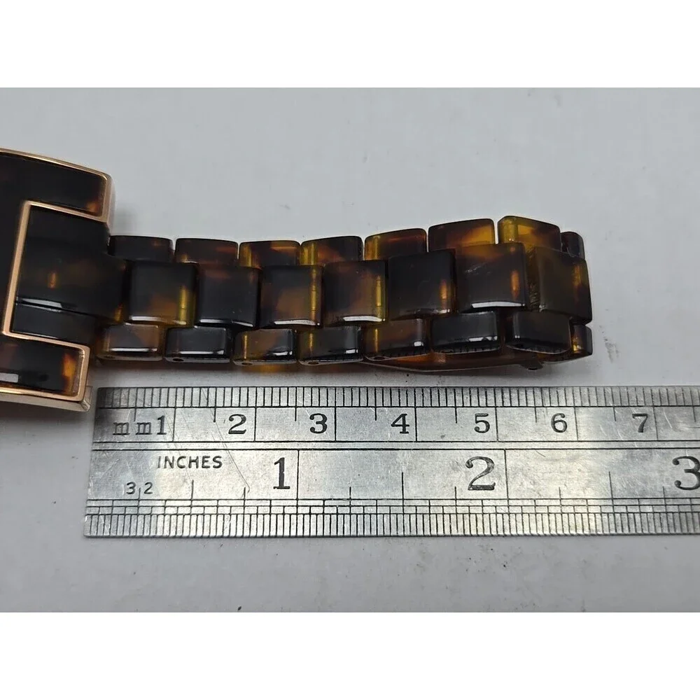 Tommy Hilfiger Womens Tortoise Shell Bracelet Watch Y2K Rose Gold New Battery
